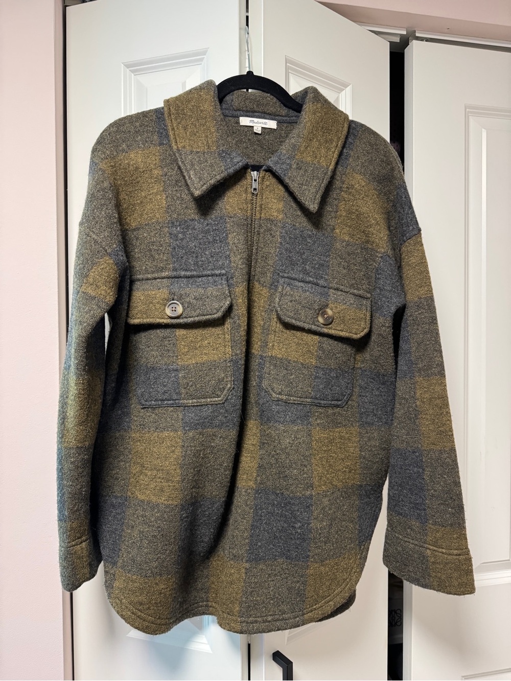 Madewell 100% Merino wool half zip popover sweater in Buffalo check S - Picture 5 of 7